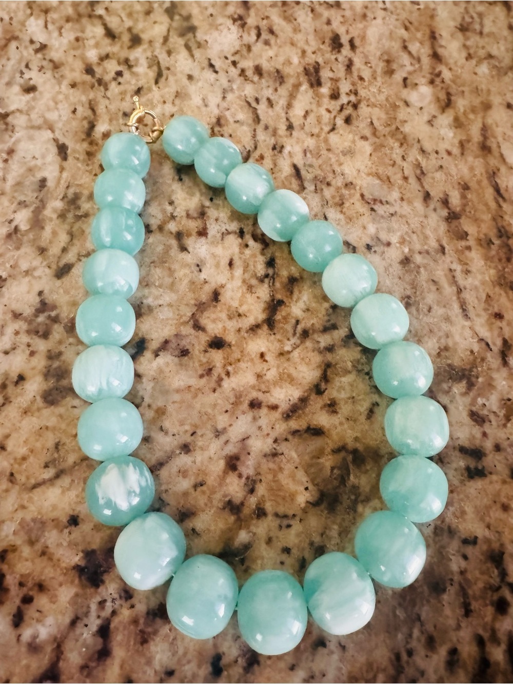 Mint Green/aqua Beaded Statement Necklace - Unbranded